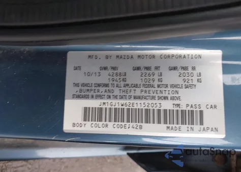 2014 Mazda Mazda6 I Grand Touring from USA, damaged, VIN JM1GJ1W62E1152053